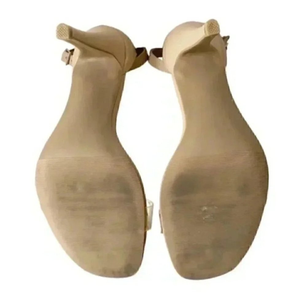 Steve Madden Nude Translucent Vinyl High Heel Ankle Strap Minimalist Sandals 9 - Picture 14 of 15
